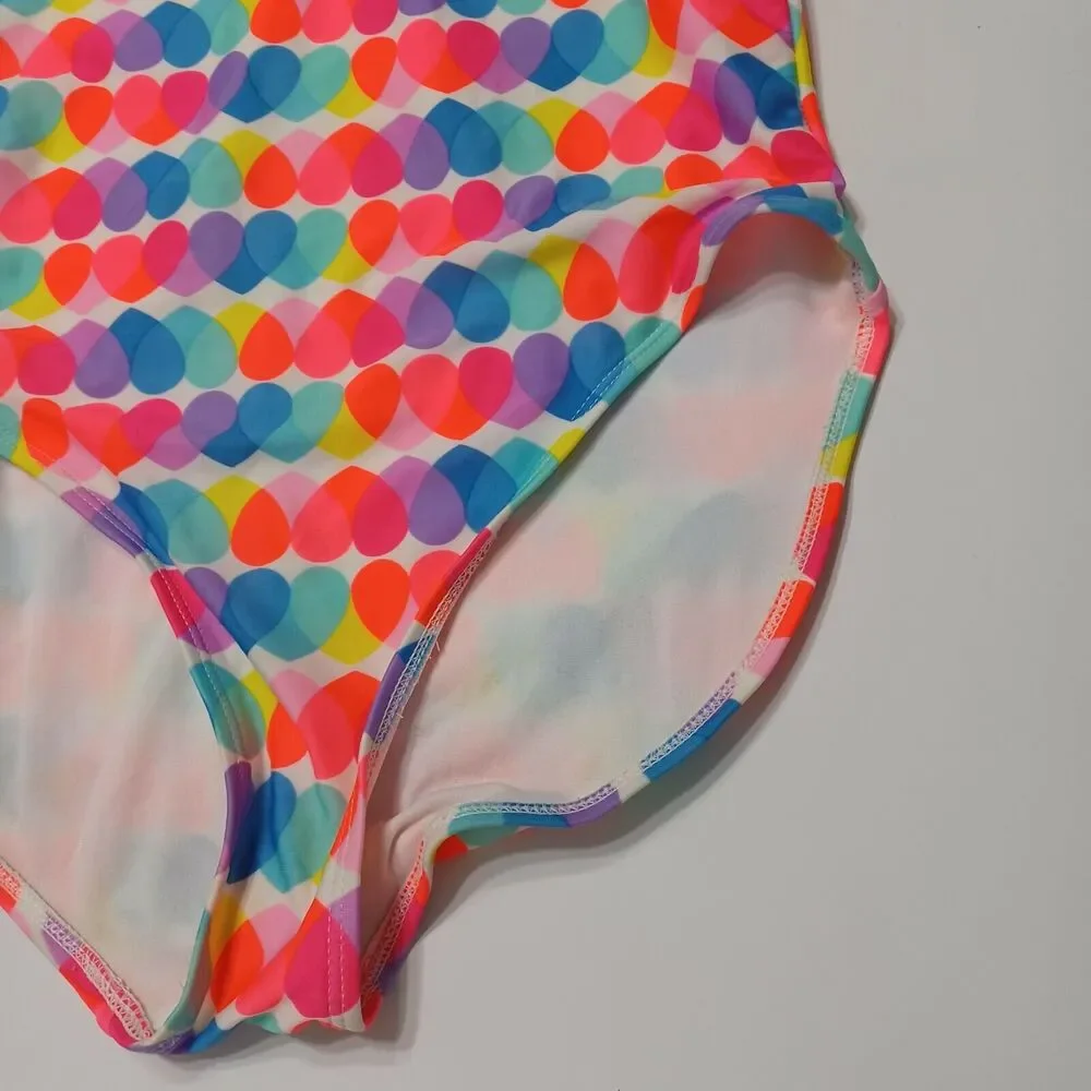Wonder Nation Swimsuit Girls‎ 14 Polka Dot Blue White Hearts One Piece Swimwear